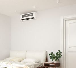 wall heater. Air curtain on the wall. 3d illustration - 712358927