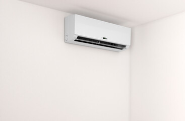 Air conditioner on the wall. 3d illustration. - 712358932