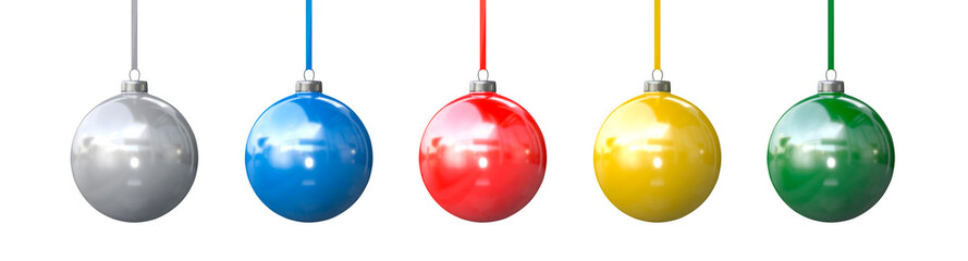 set of toys for the Christmas tree on a white background. Christmas decorations, 3d illustration