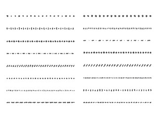 手書きのクレヨン風の飾り罫のあしらいセット　　かわいいおしゃれな罫線　白黒