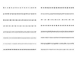 手書きのクレヨン風の飾り罫のあしらいセット　　かわいいおしゃれな罫線　白黒