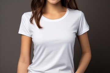 Obraz premium Woman in White Tshirt Mockup created with Generative AI