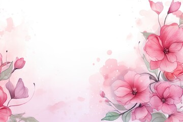 Spring pink rose floral background with watercolor Wedding theme Floral mother's day background, vector watercolor illustration