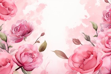 Spring pink rose floral background with watercolor Wedding theme Floral mother's day background, vector watercolor illustration