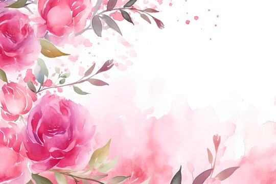 Spring pink rose floral background with watercolor Weedding theme Floral mother's day background, vector watercolor illustration