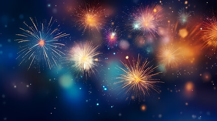 Beautiful fireworks background at night for holiday decoration