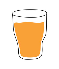 Glass of orange juice. Vector doodle illustration. Fun element for your design.