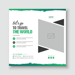 Travel and tour social media post agency banner design template