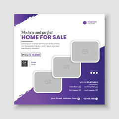 Home for sale and Modern social media post cover design template