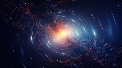 Foto op Canvas Abstract Beautiful Stunning Dreamy Background Wallpaper Template of a Wormhole Swirling in Nebula Time Travel Concept Stardust Space Galaxy Universe Milky Way Night Sky Fantasy Colorful Tone 16:9 © Vibes 16:9