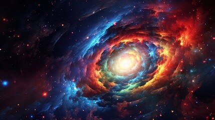 Abstract Beautiful Stunning Dreamy Background Wallpaper Template of a Wormhole Swirling in Nebula Time Travel Concept Stardust Space Galaxy Universe Milky Way Night Sky Fantasy Colorful Tone 16:9