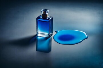 blue liquid perfume flacon template - obrazy, fototapety, plakaty