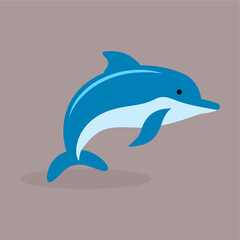 vector flat dolphin fish