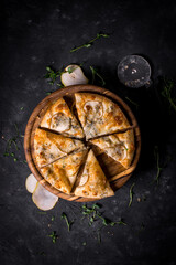 Khachapuri with pear and gorgonzola