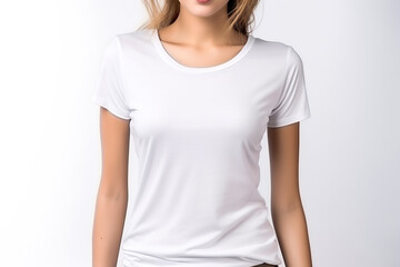 Woman in White Tshirt Mockup created with Generative AI