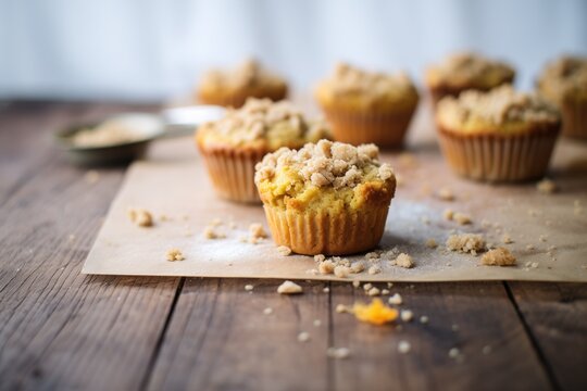 muffins with a crumbling streusel topping