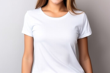 Woman in White Tshirt Mockup created with Generative AI