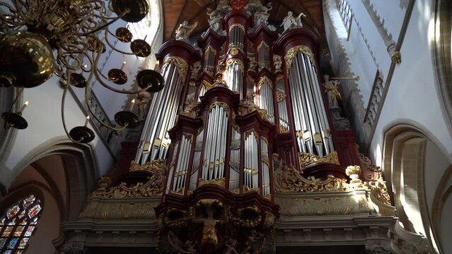 Organ in The Grote Kerk (St. Bavo Church) in Haarlem, Netherlands