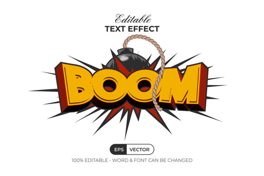 Boom Text Effect Comic Style. Editable Text Effect.