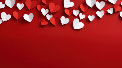 paper art heart red background