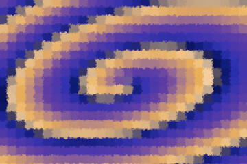 Spiralna mozaika geometrycznych kwadratów o chropowatej teksturze w fioletowej i żółtej kolorystyce © ellaa44