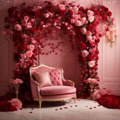 sofa with valentines day decoration