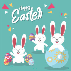 Easter egg hunt. Easter bunny card. Greeting card design. Easter rabbit. Easter Bunny.