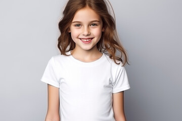 Woman in White Tshirt Mockup created with Generative AI