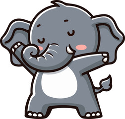 Little cute elephant Cartoon Style
