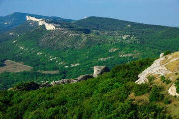 Fototapeta premium Mountain valley, mountain peak, mountain landscape, top view.