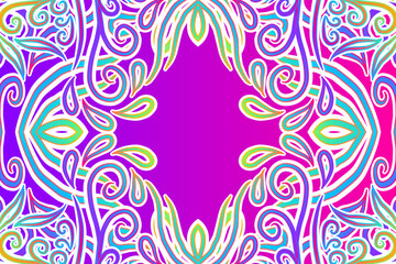 Beautiful colourful flower floral and leaf line art pattern of indonesian culture traditional tenun batik ethnic dayak background 