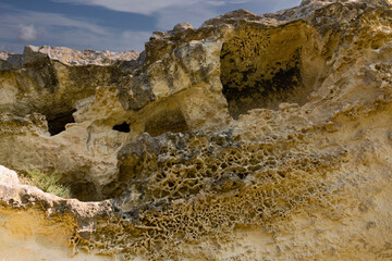 Fototapeta na wymiar Ancient cave city, Baqla, View from the outside.