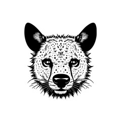 Hyena head silhouette in black and white | Vector of a hyena face on white