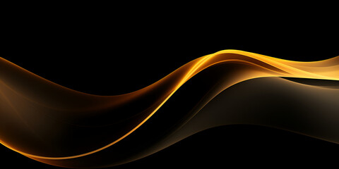 Golden transparent wave flow on black background