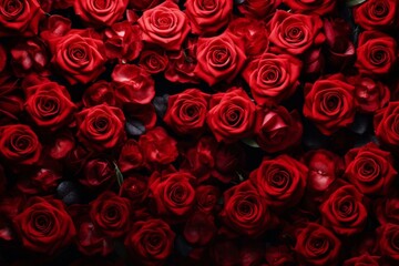 Background of red roses representing love on Valentine's Day. Generative AI