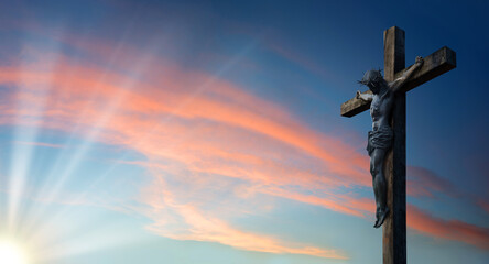 Crucified Christ hangs on the cross