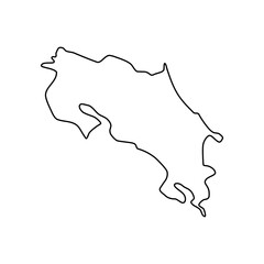 Costa Rica map. easy drawn simple style in minimal line outline thin shape, Isolated, vector illustration