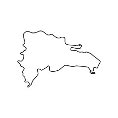 Dominican Republic map. easy drawn simple style in minimal line outline thin shape, Isolated, vector illustration