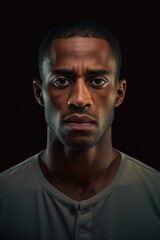 Portrait of a serious man of the African race on a black background