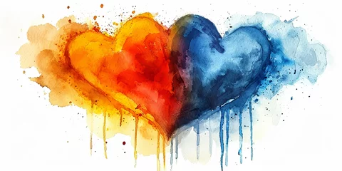 Foto op Aluminium watercolor heart. Concept - love, relationship, art, painting © sisir