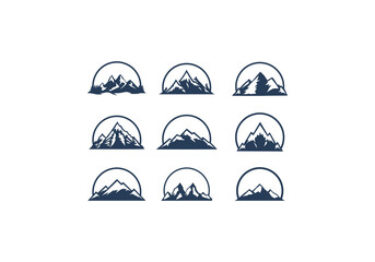 collection of mountain vector icon, logo, illustration, isolated on white background