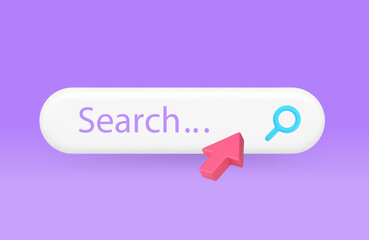 Online search internet browser address navigation bar arrow click cursor 3d icon realistic vector