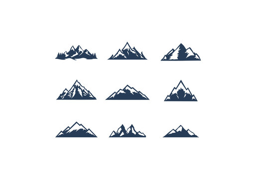 collection of mountain vector icon, logo, illustration, isolated on white background