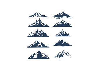 collection of mountain vector icon, logo, illustration, isolated on white background