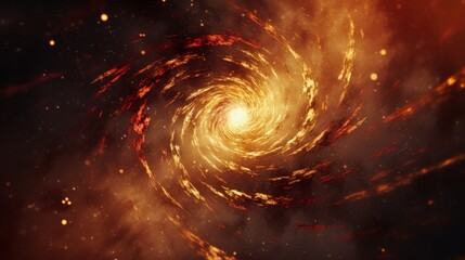 Fototapeta premium An intense abstract image of a fiery vortex, swirling with bright light and glowing particles that suggest dynamic motion and energy.