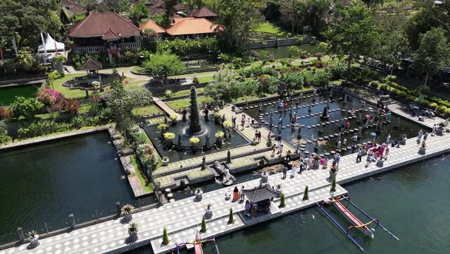 Aerial shot of Tirta Gangga complex (meaning water from the Ganges), Bali
