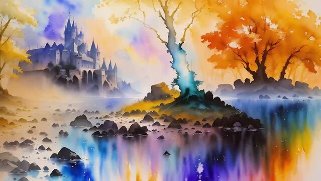 watercolor painting landscape