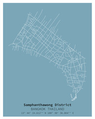 Street map of Samphanthawong District Bangkok,THAILAND ,vector image for digital marketing ,wall art and poster prints.