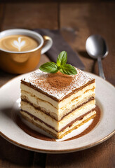 Tiramisú, typical dessert from Italy. Italian cakes. - 712380564