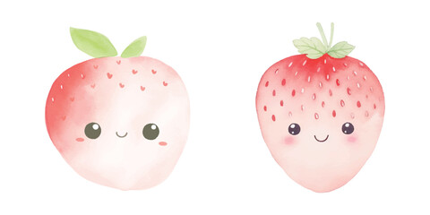 cute strawberry watercolor vector illustration